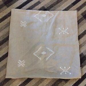 MCGEE & CO Designer Linen Embroidered Pillow Case Cover AZTEC Beige 22 X 22